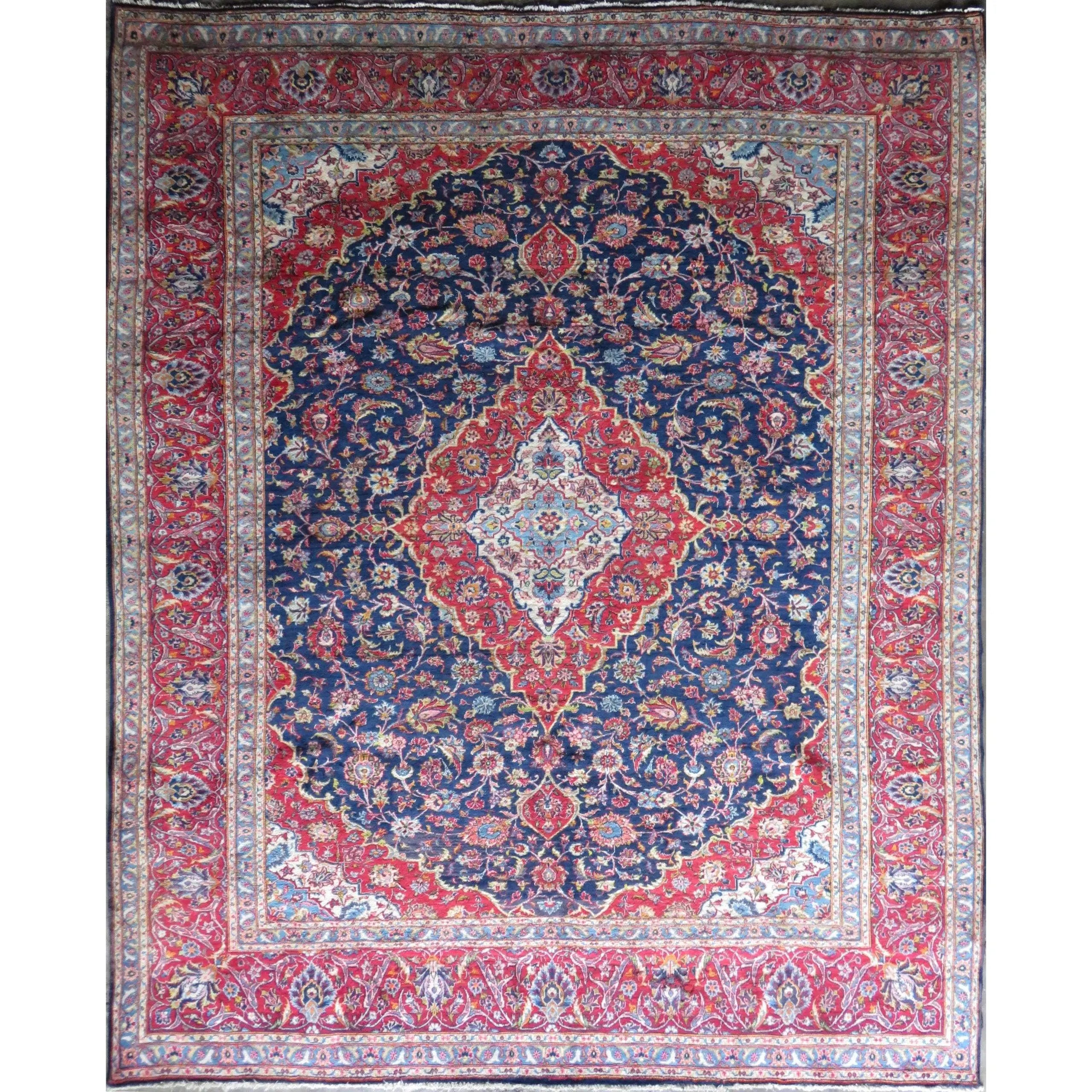 Hand-Knotted Persian Wool Rug _ Luxurious Vintage Design, 11'6" X 9'5", Artisan Crafted